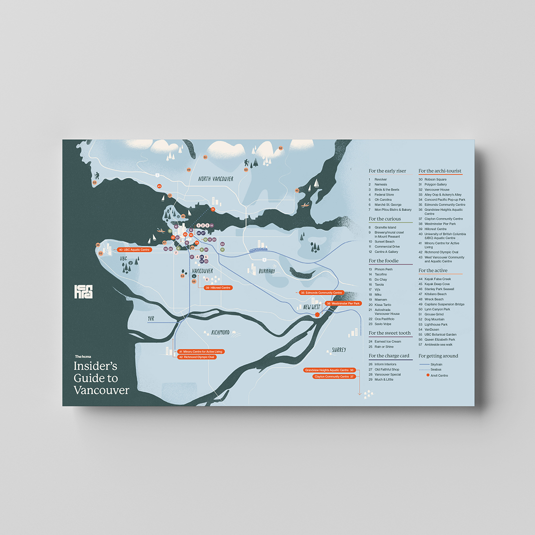 hcma created a map listing key points of interest called The Insider's Guide to Vancouver