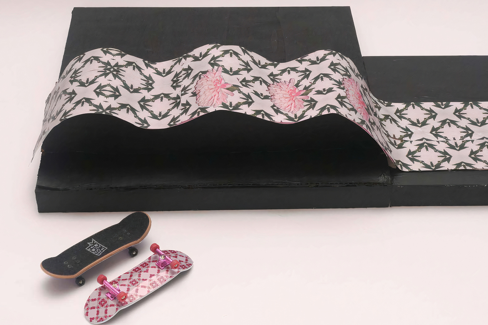 Lexi Pendzich's miniature graphic print halfpipe and skateboard.
