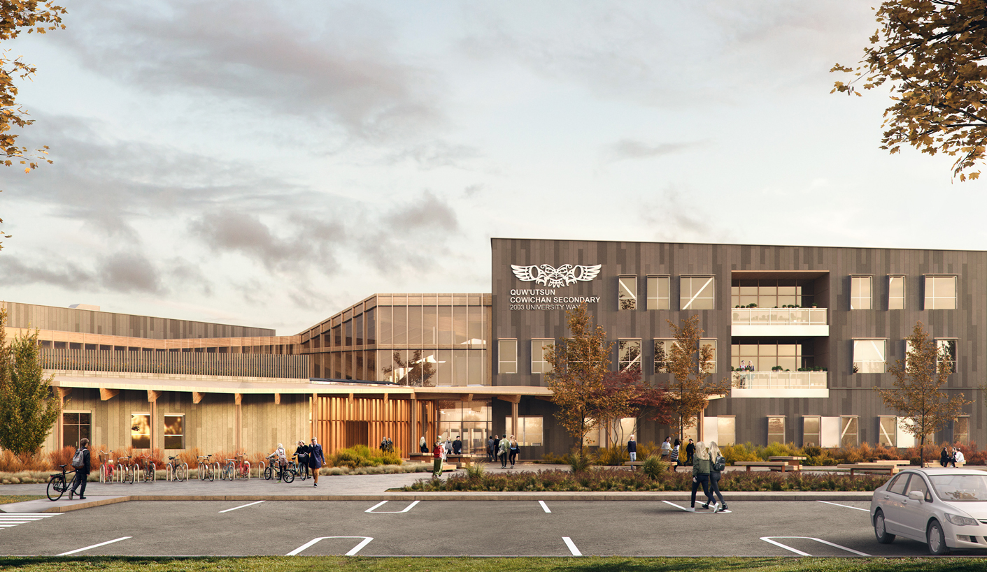 Cowichan Secondary School render from the outside.