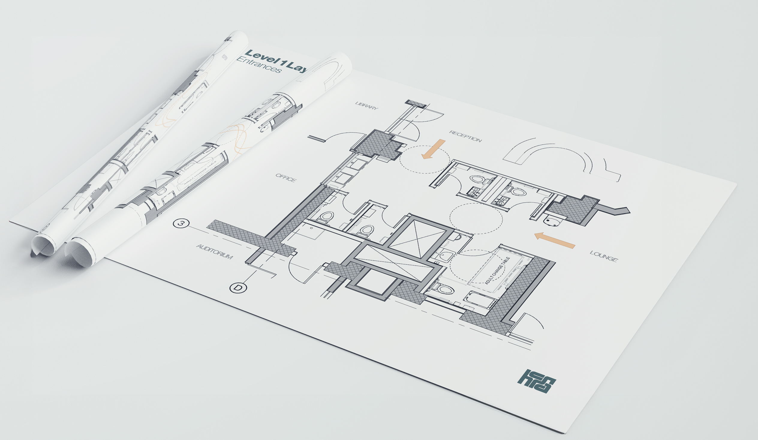 Floor plans for the Carnegie Centre Washroom Design and Renovation.