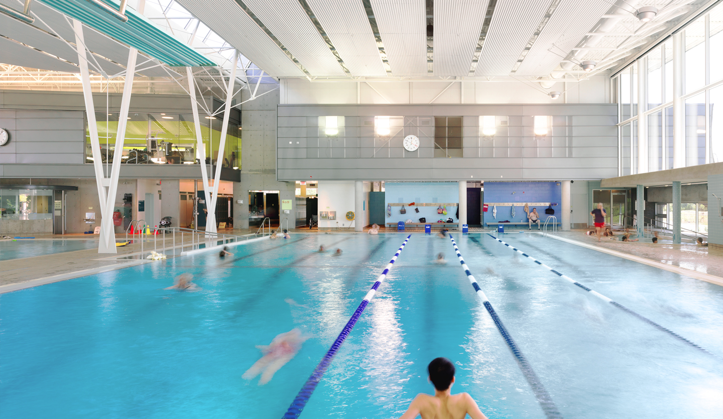 Swimmers enjoying the lap pool at Poirier Sport and Leisure Complex.