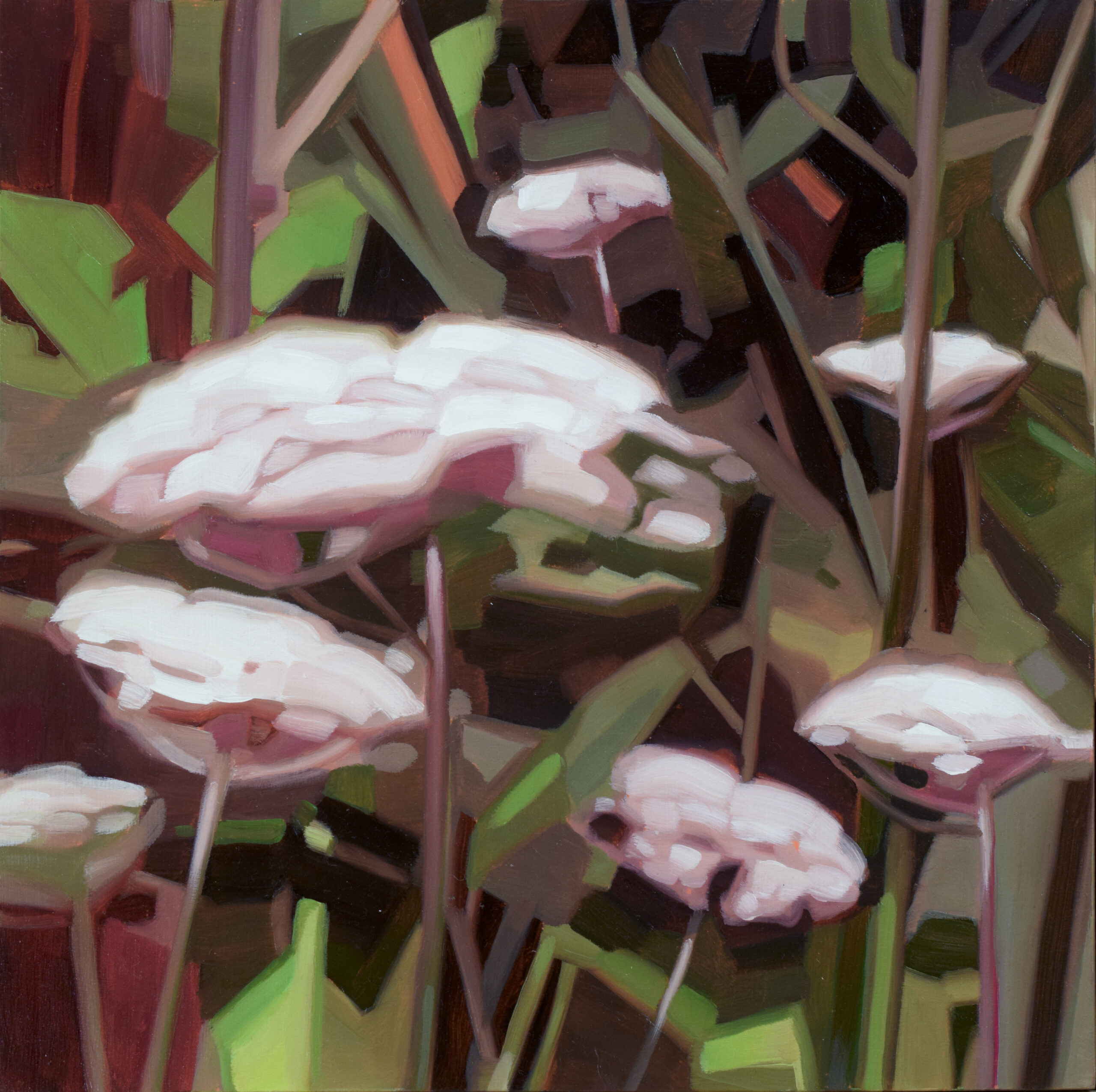 Oil painting on panels of yellow weed