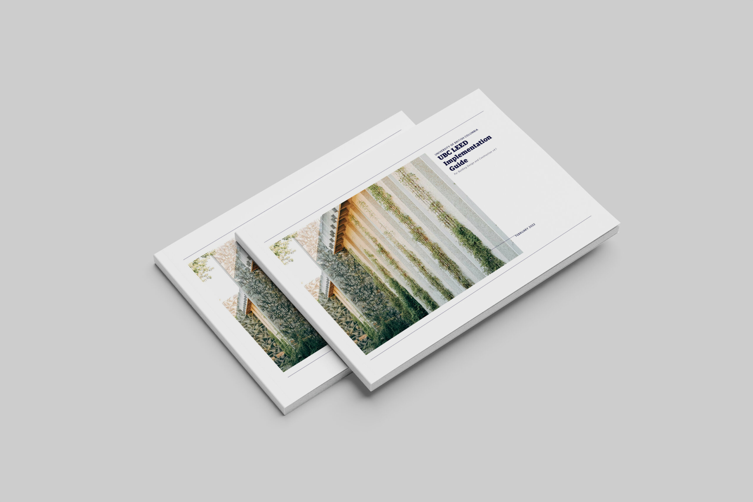 A mockup image featuring the cover of the UBC LEEDv4.1 Implementation Guide.
